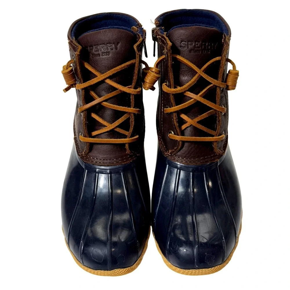 Sperry‎ Saltwater Duck Boot Leather Navy Tan 5.5